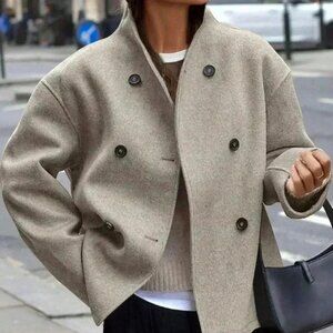 Apricot Casual Women's Double-Breasted Regular Fit Long Sleeve Jacket